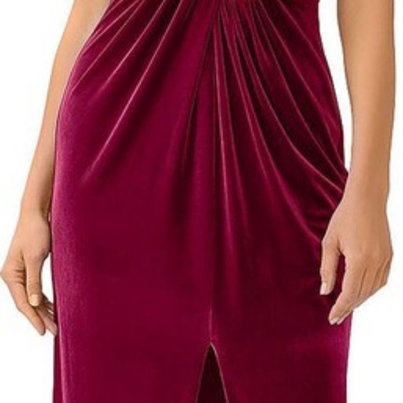 Aidan Mattox pink magenta velvet ruched bow gown dress size 8 - Picture 6 of 6